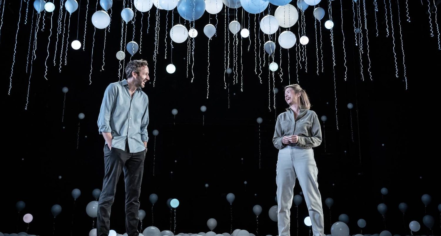 Chris O'Dowd and Anna Maxwell Martin in Constellations at the Vaudeville Theatre directed by Michael Longhurst. Photo Marc Brenner