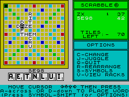 Screenshot of Scrabble for the ZX Spectrum